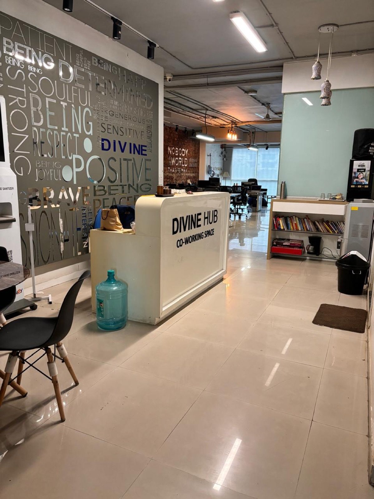 DivineHub reception and motivational feature wall